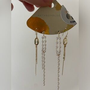 NWT Anthropologie Drippy Pearl Earring Set
